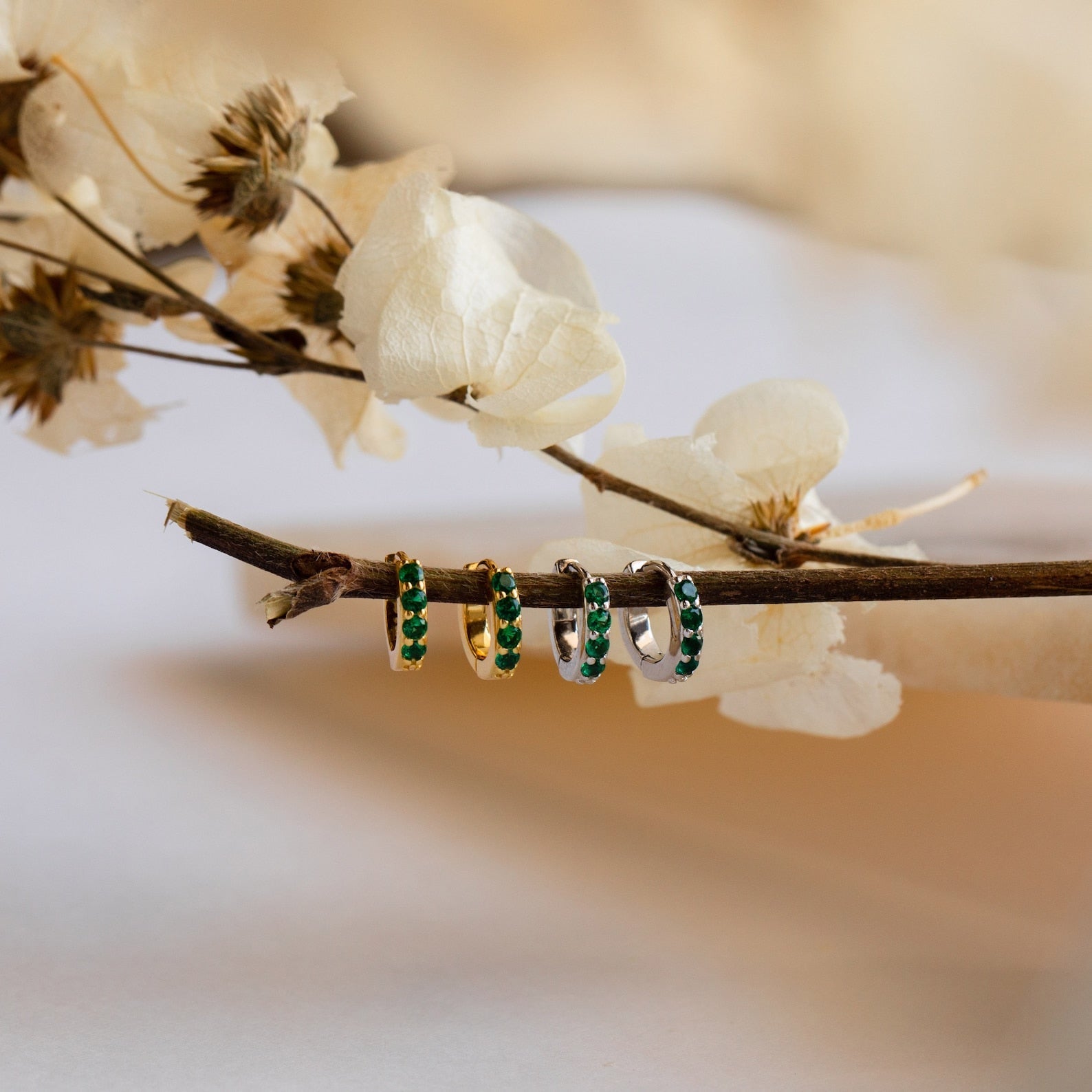 Elise Gemstone Huggie Hoops: Timeless Elegance for Every Occasion Emerald